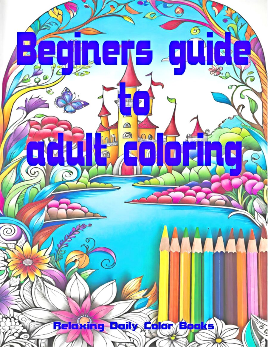 Coloring technique ebook pages open beside colored pencils